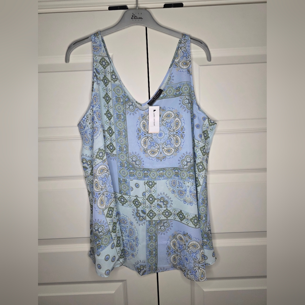 NWT Lane Bryant Size 14 Womens 'Swing Collection' Blue Patterned Layered Tank